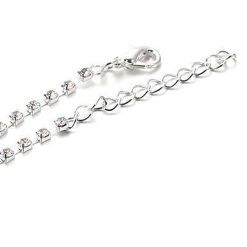 PAIR Rhinestone Crystal Bare Foot Sandal Anklet - Picture 4 of 4
